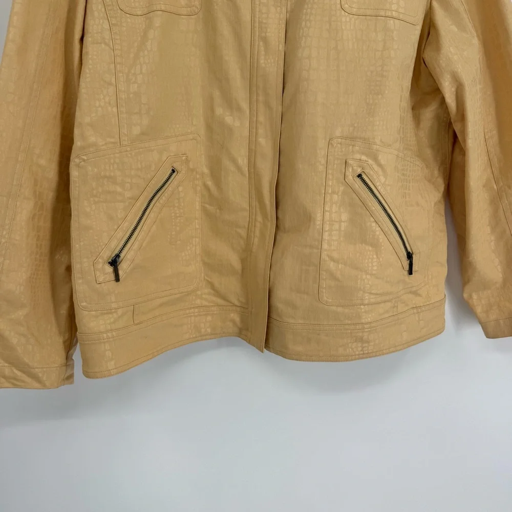 Chico's Women's Size 3 (XL) Jacket Full Zip Leather-look Butter-yellow Coat - Picture 3 of 7